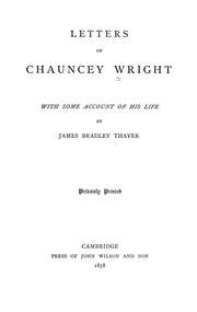 Letters of Chauncey Wright by Chauncey Wright