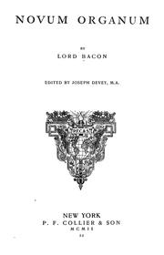 Cover of: Novum organum by Francis Bacon
