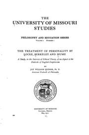 Cover of: The treatment of personality by Locke, Berkeley and Hume: a study, in the interests of ethical theory, of an aspect of the dialectic of English empiricism