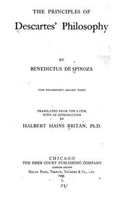Cover of: The principles of Descartes' philosophy by Baruch Spinoza