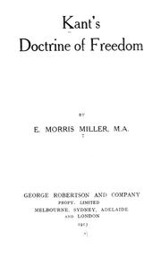 Cover of: Kant's doctrine of freedom