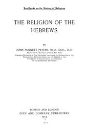 Cover of: The religion of the Hebrews by John P. Peters