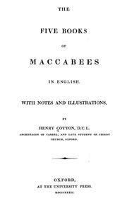 Cover of: The five books of Maccabees in English