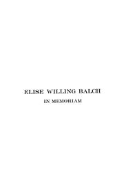 Cover of: Elise Willing Balch; in memoriam