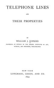 Cover of: Telephone lines and their properties