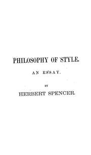 Cover of: Philosophy of style: an essay