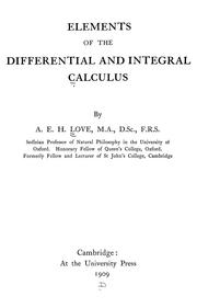 Cover of: Elements of the differential and integral calculus
