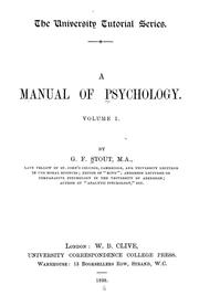 Cover of: Manual of psychology ...