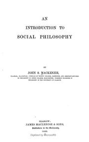 Cover of: An introduction to social philosophy