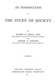 Cover of: An introduction to the study of society