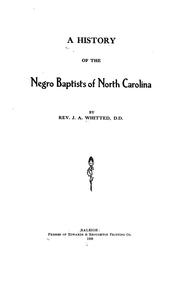 Cover of: A history of the Negro Baptists of North Carolina