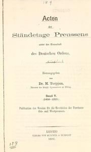 Cover of: Acten der Ständetage Preussens unter der Herrschaft des Deutschen ordens