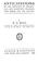 Cover of: Anticipations of the reaction of mechanical and scientific progress upon human life and thought