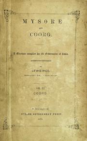 Mysore and Coorg by B. Lewis Rice