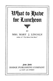 Cover of: What to have for luncheon