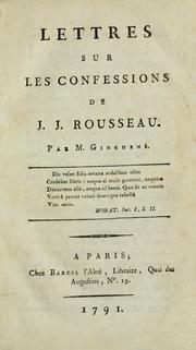 Cover of: Lettres sur les Confessions de J.J. Rousseau.