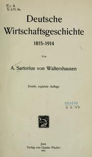 Cover of: Deutsche Wirtschaftsgeschichte, 1815-1914