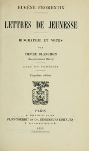 Cover of: Lettres de jeunesse by Eugène Fromentin