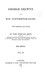 Cover of: George Selwyn and his contemporaries: with memoirs and notes.
