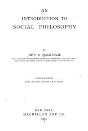 Cover of: An introduction to social philosophy