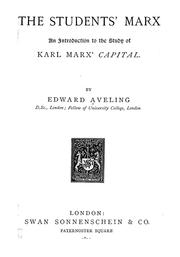 Cover of: The students' Marx by Edward Bibbins Aveling