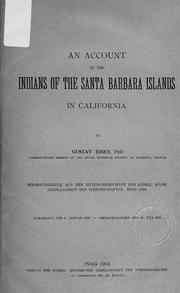 Cover of: An account of the Indians of the Santa Barbara Islands in California