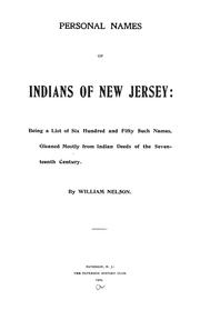Cover of: Personal names of Indians of New Jersey by Nelson, William