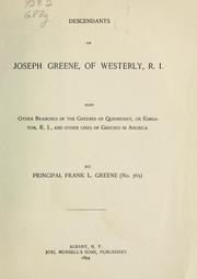 Cover of: Descendants of Joseph Greene, of Westerly, R.I.