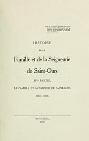 Cover of: Histoire de la seigneurie de St-Ours