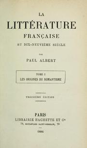 Cover of: La littérature française au dix-neuvième siècle.
