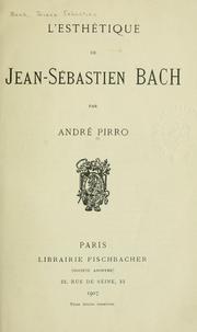 Cover of: L' esthétique de Jean-Sébastien Bach