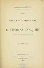 Cover of: Des écrits authentiques de S. Thomas d'Aquin