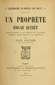 Cover of: "Allemagne au-dessus de tout!": un prophète