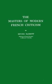 Cover of: The masters of modern French criticism