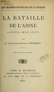 Cover of: La bataille de l'Aisne (avril-mai 1917)