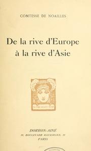 Cover of: De la rive d'Europe à la rive d'Asie.