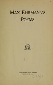 Cover of: Max Ehrmann's poems.