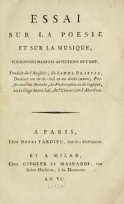 Cover of: Essai sur la poésie et sur la musique: considérées dans les affections de l'ame