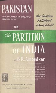 Cover of: Pakistan or partition of India by B. R. Ambedkar