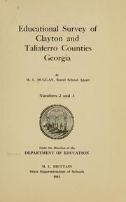 Cover of: Educational survey of Clayton and Taliaferro counties, Georgia