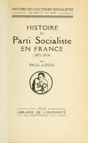 Cover of: Histoire du Parti socialiste en France (1871-1914)