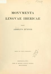 Cover of: Monumenta linguae Ibericae.