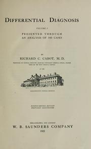 Cover of: Differential diagnosis ... by Richard C. Cabot