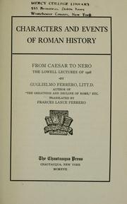 Cover of: Characters and events of Roman history: from Caesar to Nero