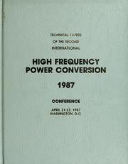 Cover of: 1987 High Frequency Power Conversion International, Washington, D.C.