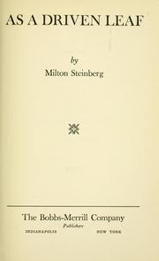 Cover of: As a driven leaf by Steinberg, Milton