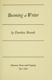 Cover of: Becoming a writer by Dorothea Brande