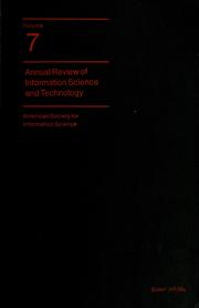 Cover of: Annual review of information science and technology. by Carlos A. Cuadra, editor ; Ann W. Luke, assistant editor.