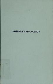 Cover of: Aristotle's Psychology by Aristotle
