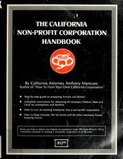 Cover of: The California non-profit corporation handbook by Anthony Mancuso